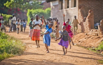 Children running in Malawi