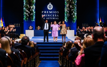 Mary's Meals representatives collecting Concord award at Asturias ceremony