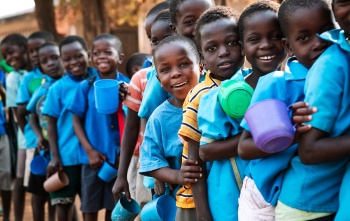 Children waiting for Marys Meals in Malawi