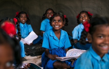 Children learning in India