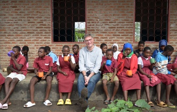 Magnus with children in Malawi