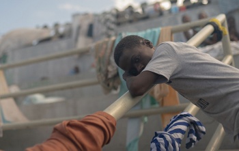 Image of a child in a displacement camp in Haiti