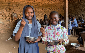 Samar, eating Mary's Meals in South Sudan