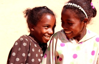 Two girls smiling in Madagascar