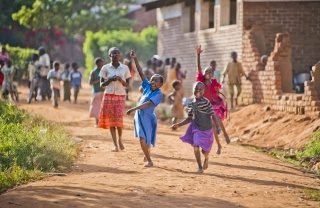Children running in Malawi