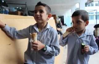 Two boys earing wraps in Lebanon