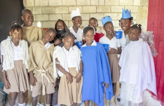children in Haiti at their nativity play