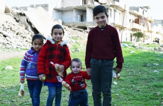Group of young Syrian boys 