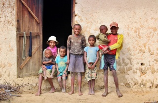 Rova and Lefitra with their family in Madagascar 