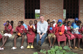 Magnus with children in Malawi