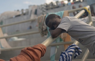 Image of a child in a displacement camp in Haiti