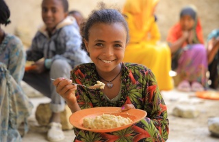 Child eating Mary's Meals in Ethiopia