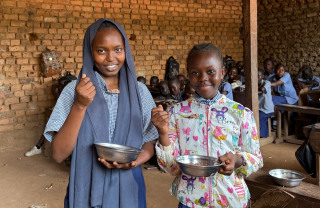 Samar, eating Mary's Meals in South Sudan