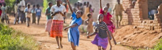 Children running in Malawi