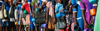 Children waiting on their school meals