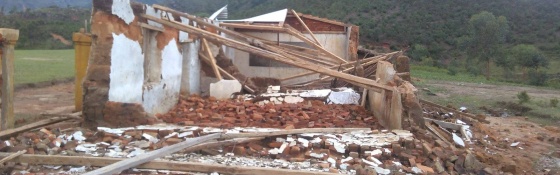 Collapsed building and rubble due to cyclones in Madagascar