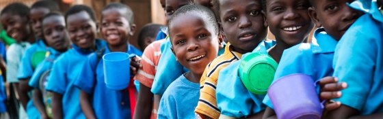 Children waiting for Marys Meals in Malawi