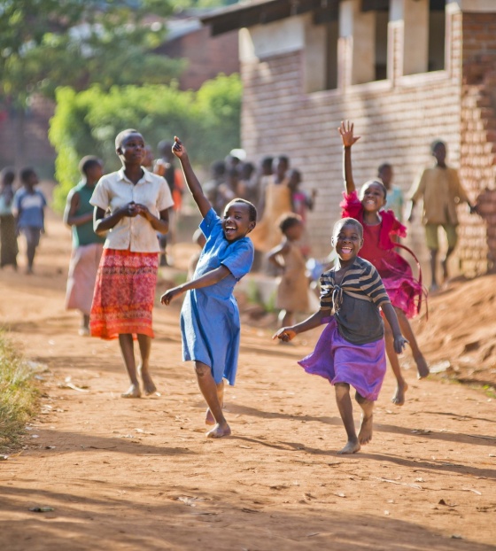 Children running in Malawi