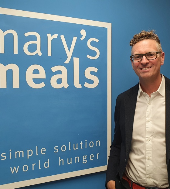 Matt Barlow at the Mary's Meals Glasgow office