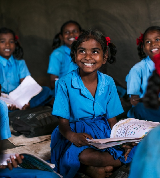 Children learning in India