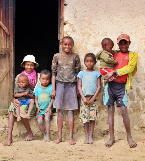 Rova and Lefitra with their family in Madagascar 