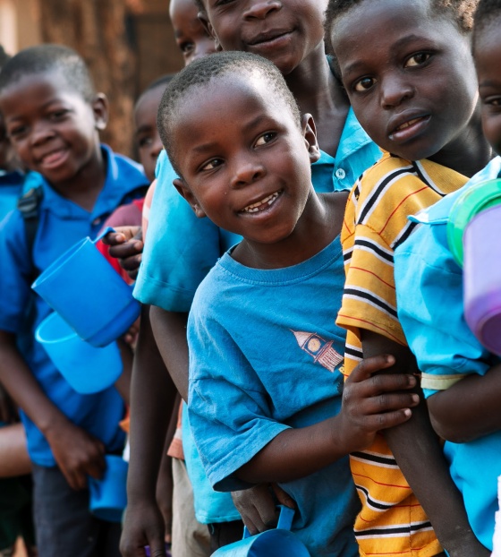 Image of children waiting for their school meals