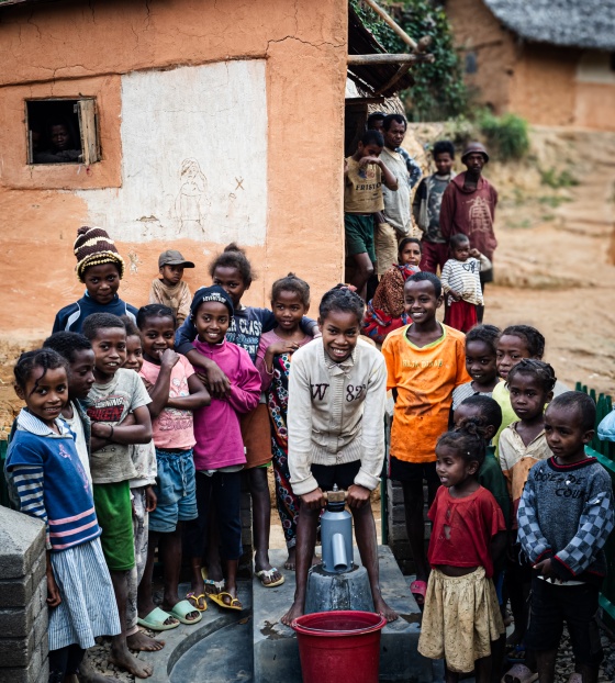 Children at well, Madagascar