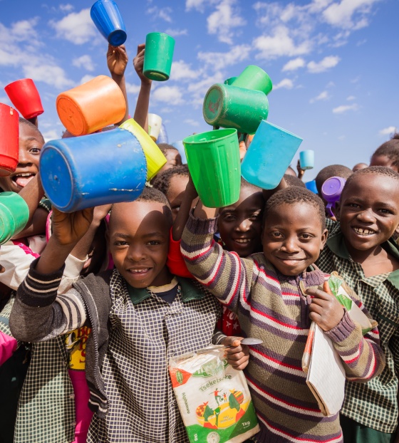 Children eating Mary's Meals in Zambia