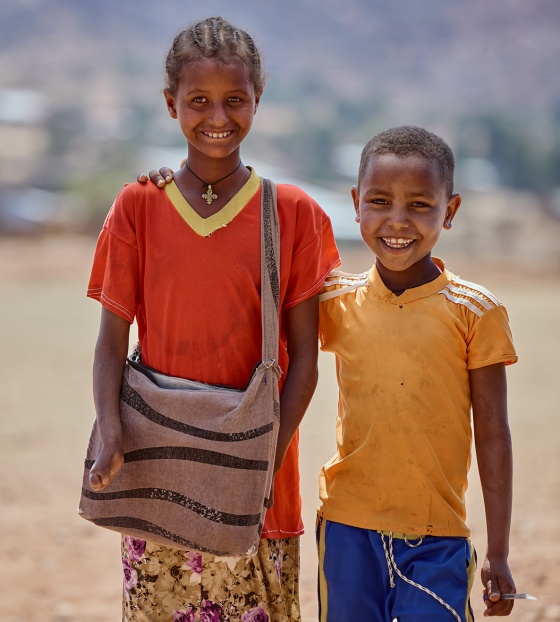 Image of Rahwa and her brother in Ethiopia