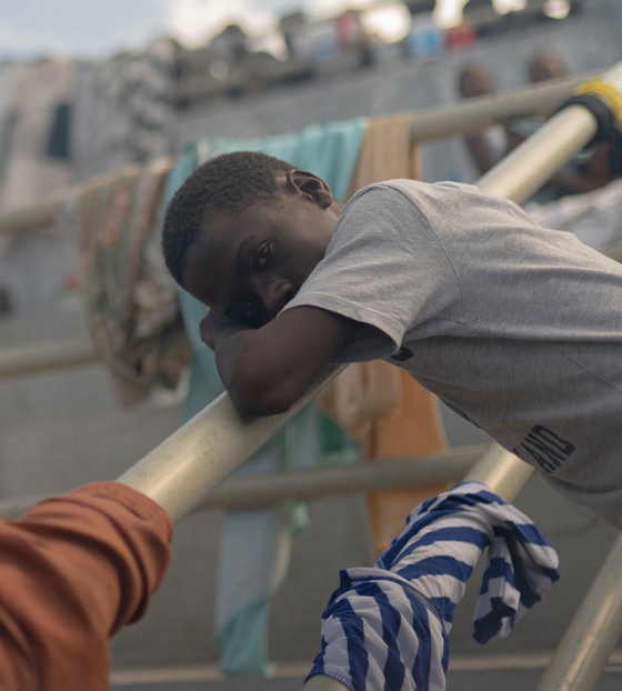 Image of a child in a displacement camp in Haiti