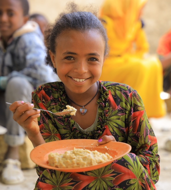 Child eating Mary's Meals in Ethiopia