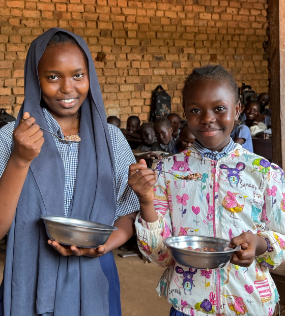 Samar, eating Mary's Meals in South Sudan