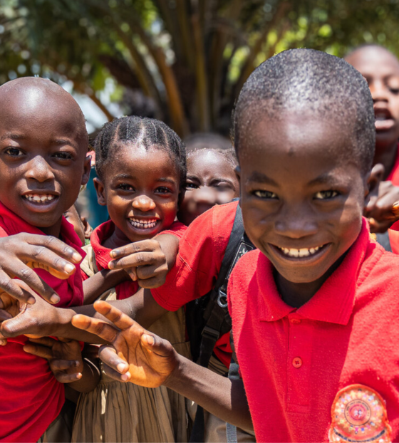 Liberia 20 years on - happy children after receiving Mary's Meals