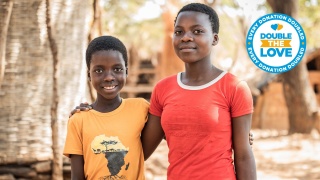 Sibongile and Sarah live with their mother and siblings in a farming village in Zambia