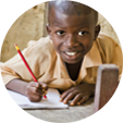 A child does schoolwork