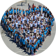 Fundraisers gather in the shape of a heart