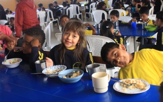 Children enjoying thier school meals