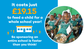 infographic - costs just £19.15 to feed a child for a whole school year