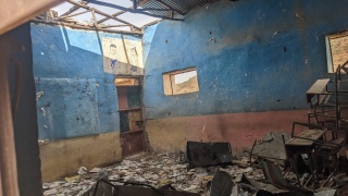 Inside a damaged classroom in Tigray, Ethiopia