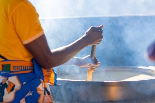 Volunteer cooking in Zambia
