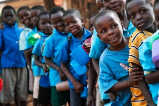 Image of children waiting for their school meals