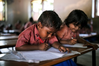Children learning in India