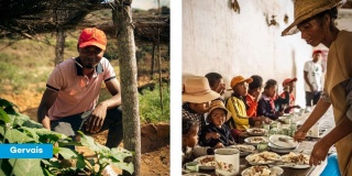 Image of Gervais at school garden and school feeding at Taratra Primary School