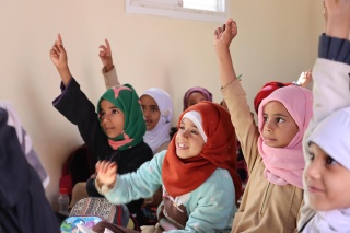 Girls learning in Yemen