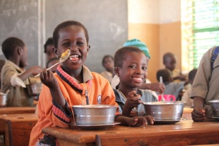 Children receiving Mary's Meals in Benin