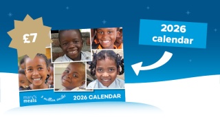 2026 Mary's Meals calendar with a flash saying £7
