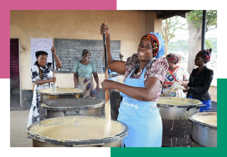 Image of a volunteer cook preparing school meals