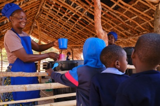 Image of school meals being given to children