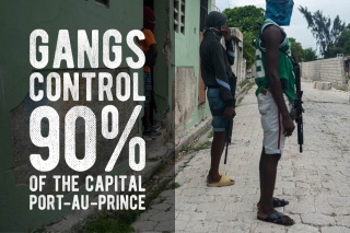 An image showing gangs contro 90% of the Haiti's captial city