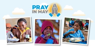 Pray In May graphic with children